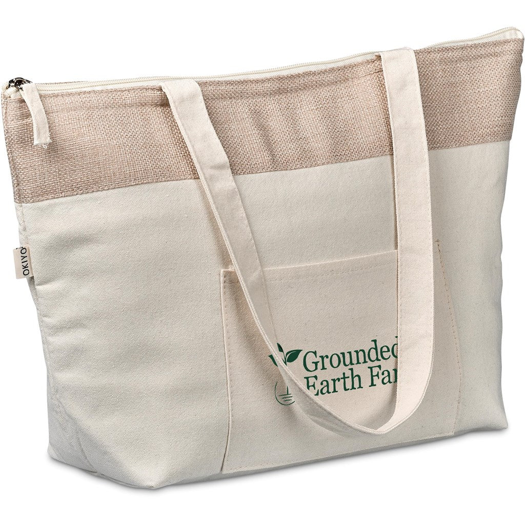 Okiyo Arshi Cotton & Jute 12 Can Lunch Cooler Bag - Brand your company Logo! Get a quote - Promo Lingo