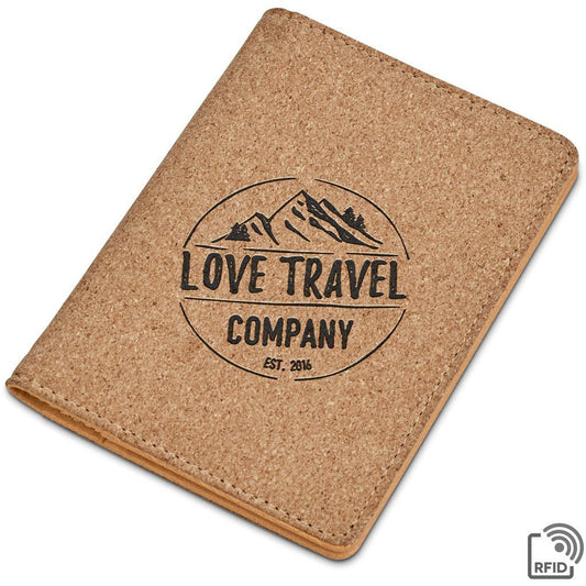 Okiyo Bouken Cork Passport Holder with RFID Protection - Brand your company Logo! Get a quote - Promo Lingo