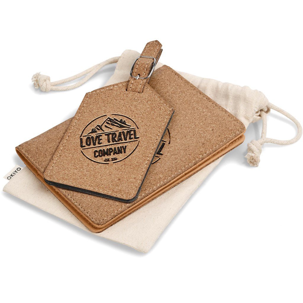 Okiyo Bouken Cork Travel Gift Set with RFID Protection - Brand your company Logo! Get a quote - Promo Lingo