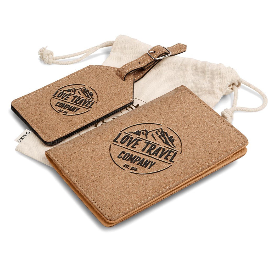 Okiyo Bouken Cork Travel Gift Set with RFID Protection - Brand your company Logo! Get a quote - Promo Lingo