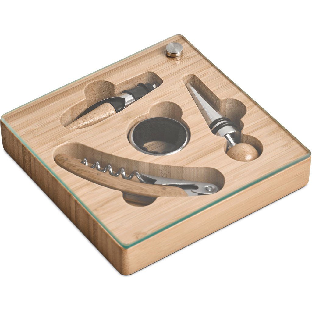 Okiyo Budonoki Bamboo Wine Accessories set - Brand your company Logo! Get a quote - Promo Lingo