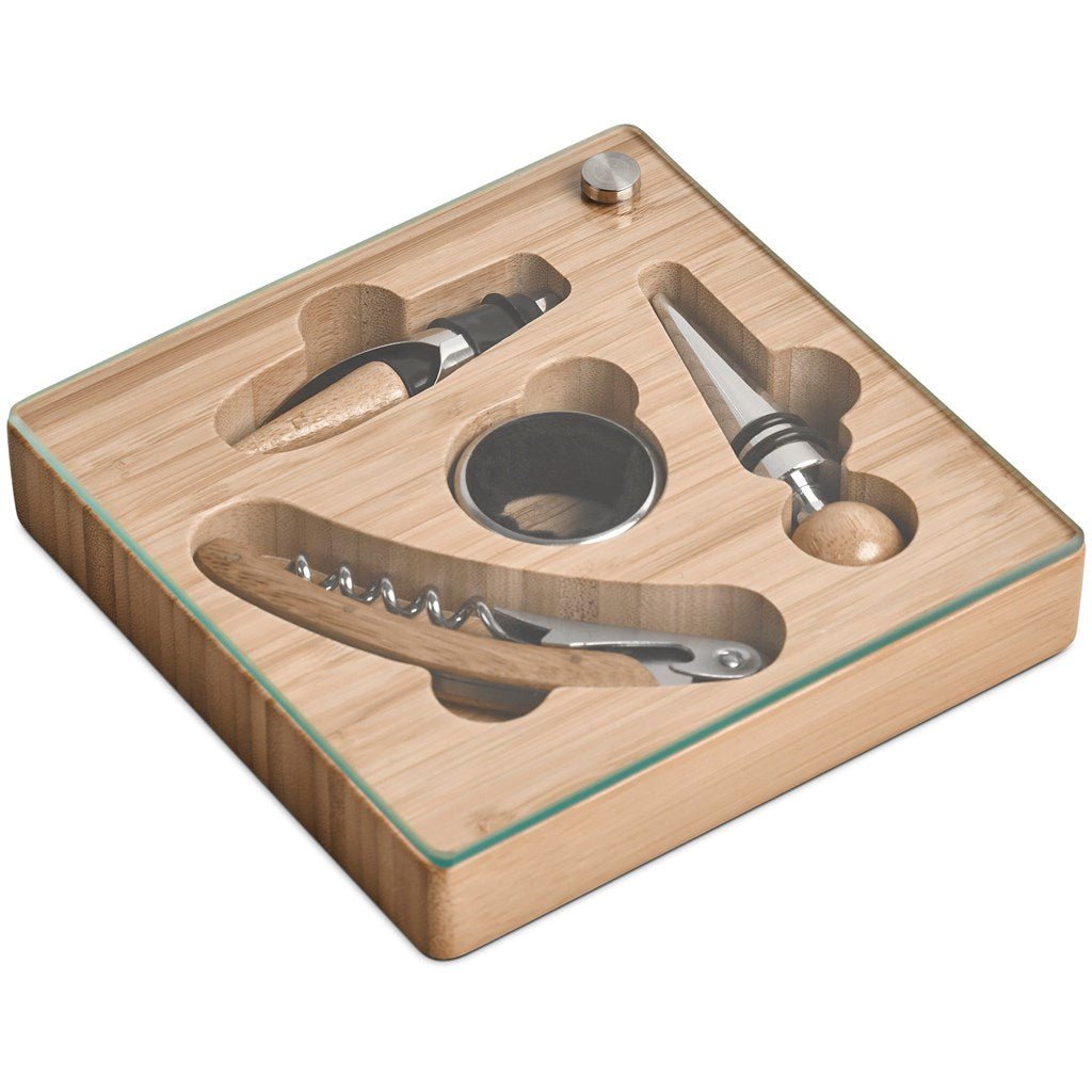 Okiyo Budonoki Bamboo Wine Accessories set - Brand your company Logo! Get a quote - Promo Lingo