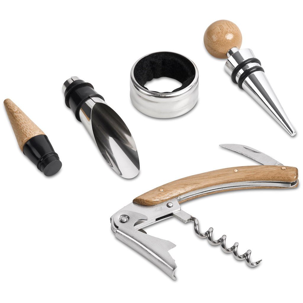 Okiyo Budonoki Bamboo Wine Accessories set - Brand your company Logo! Get a quote - Promo Lingo