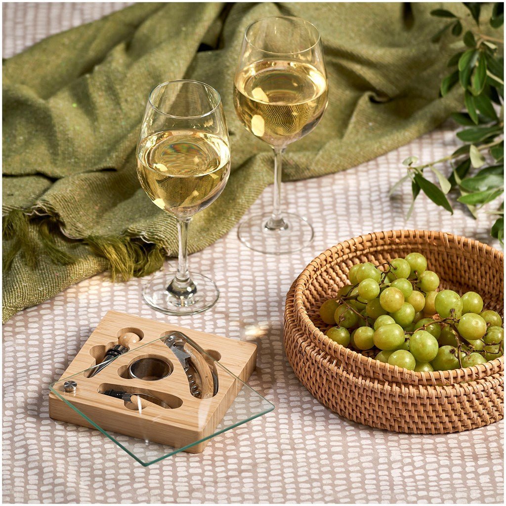 Okiyo Budonoki Bamboo Wine Accessories set - Brand your company Logo! Get a quote - Promo Lingo