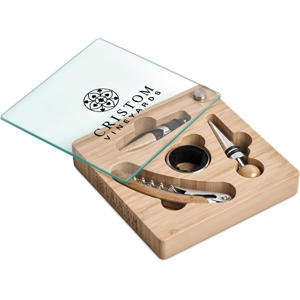 Okiyo Budonoki Bamboo Wine Accessories set - Brand your company Logo! Get a quote - Promo Lingo