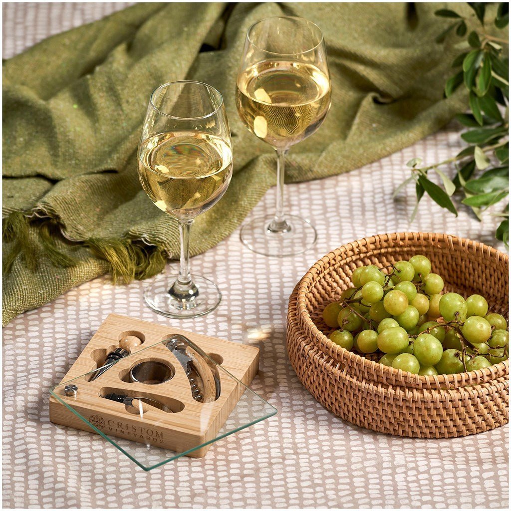 Okiyo Budonoki Bamboo Wine Accessories set - Brand your company Logo! Get a quote - Promo Lingo
