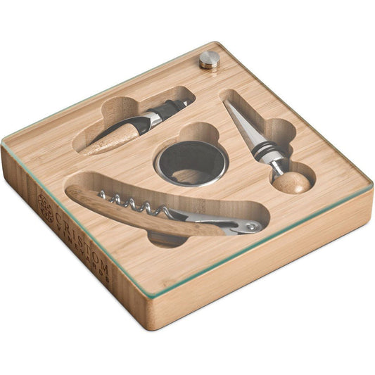 Okiyo Budonoki Bamboo Wine Accessories set - Brand your company Logo! Get a quote - Promo Lingo