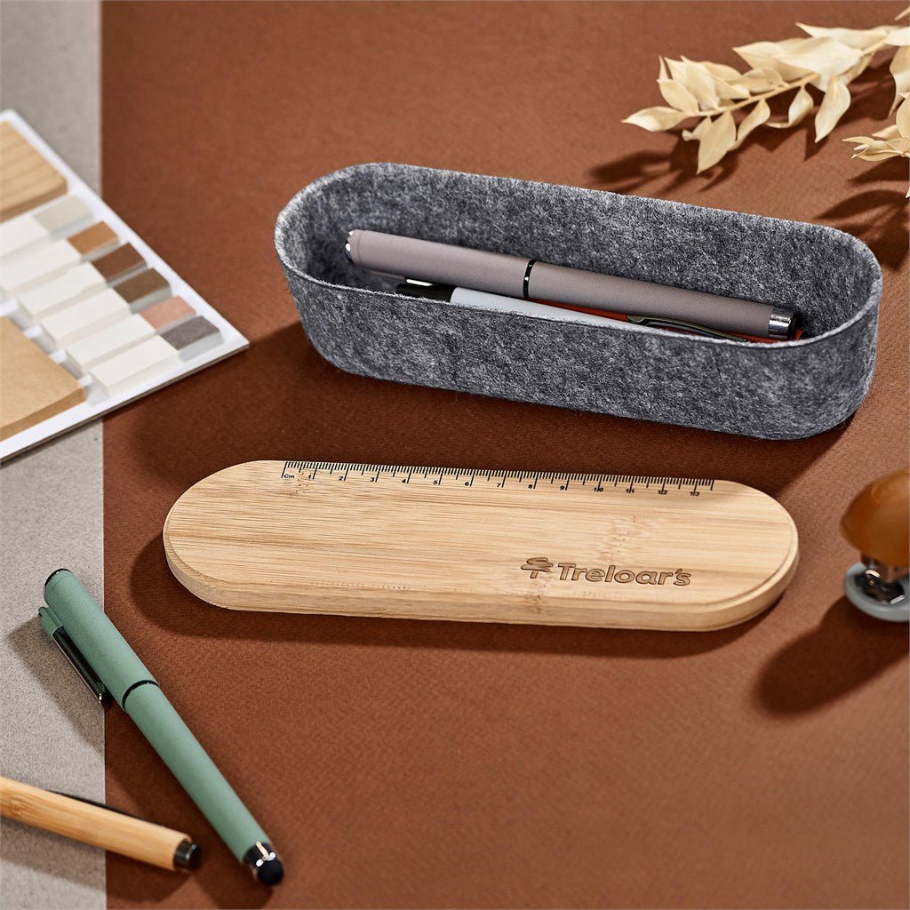 Okiyo Byoga Recycled PET Felt & Bamboo Stationery Case - Brand your company Logo! Get a quote - Promo Lingo