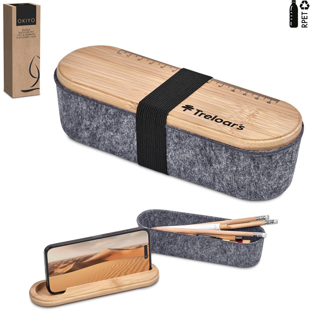 Okiyo Byoga Recycled PET Felt & Bamboo Stationery Case - Brand your company Logo! Get a quote - Promo Lingo
