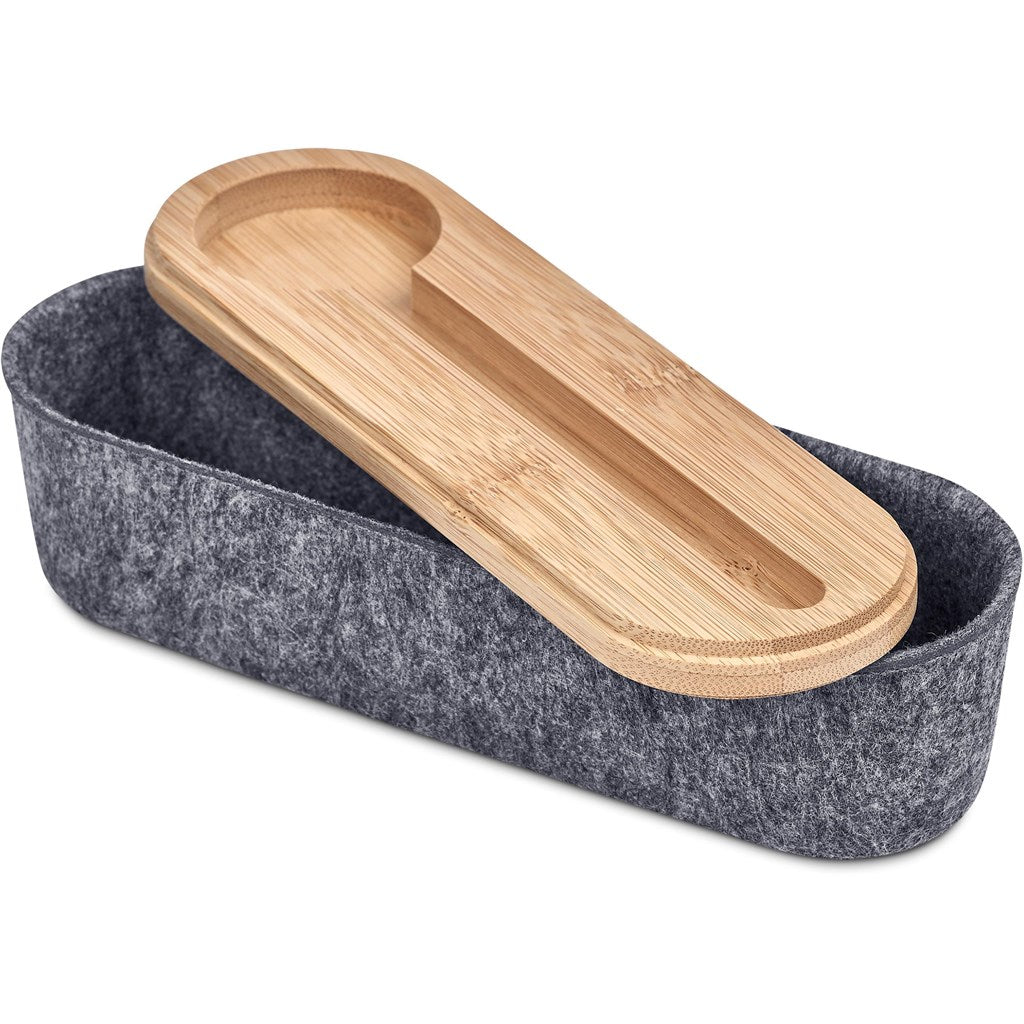 Okiyo Byoga Recycled PET Felt & Bamboo Stationery Case - Brand your company Logo! Get a quote - Promo Lingo