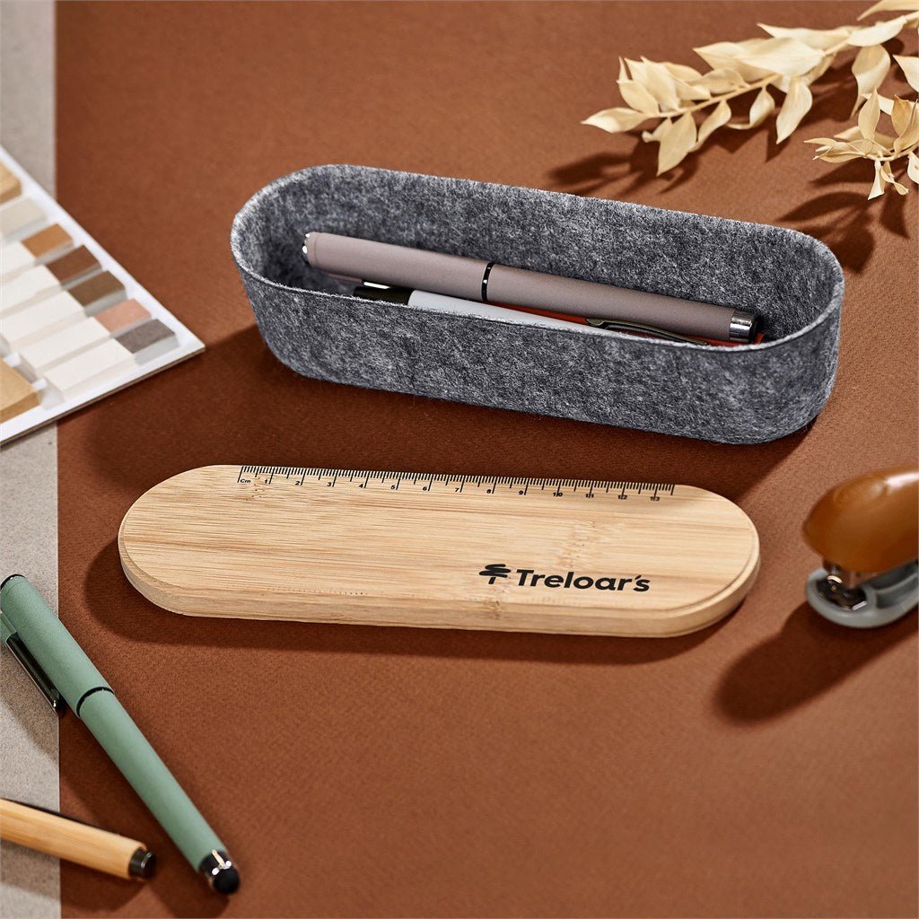 Okiyo Byoga Recycled PET Felt & Bamboo Stationery Case - Brand your company Logo! Get a quote - Promo Lingo