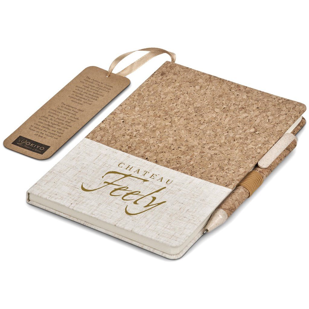 Okiyo Cardon Cork Notebook & Pen Set - Brand your company Logo! Get a quote - Promo Lingo