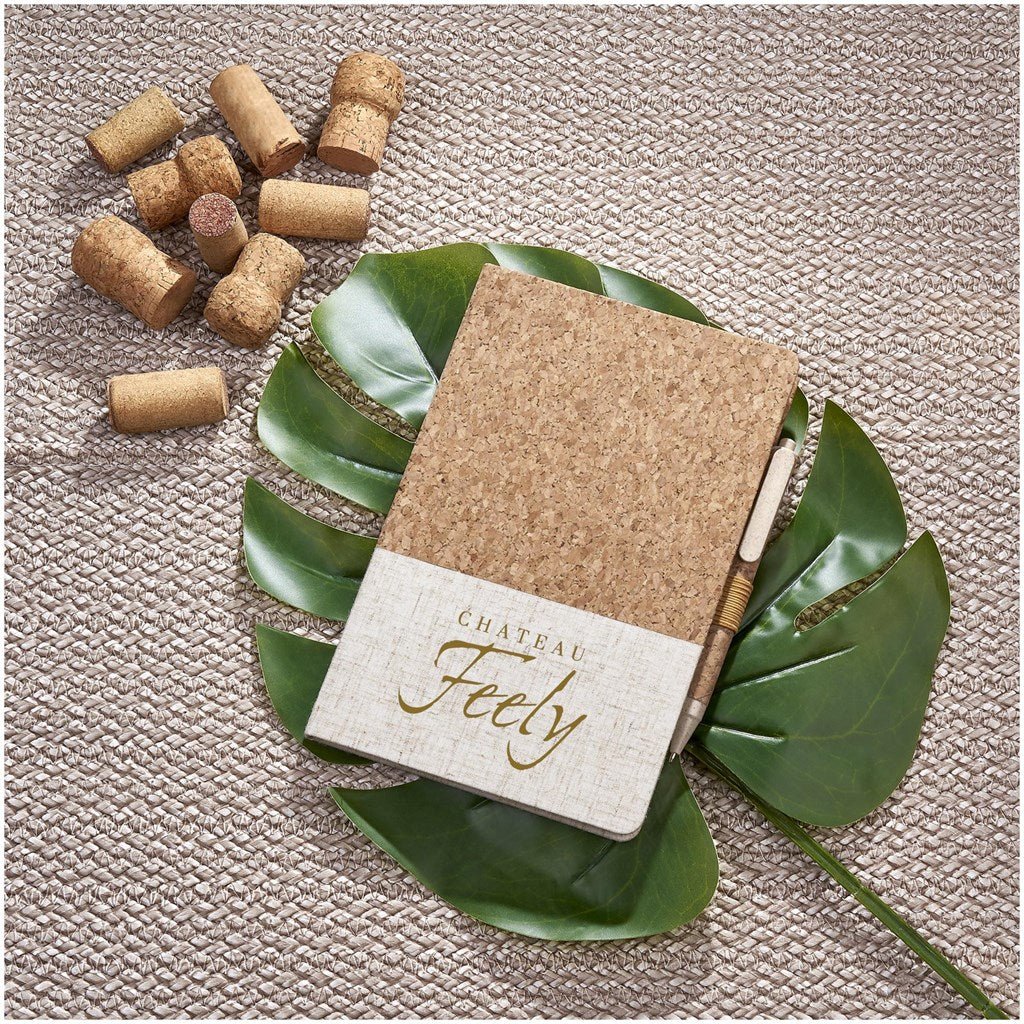 Okiyo Cardon Cork Notebook & Pen Set - Brand your company Logo! Get a quote - Promo Lingo