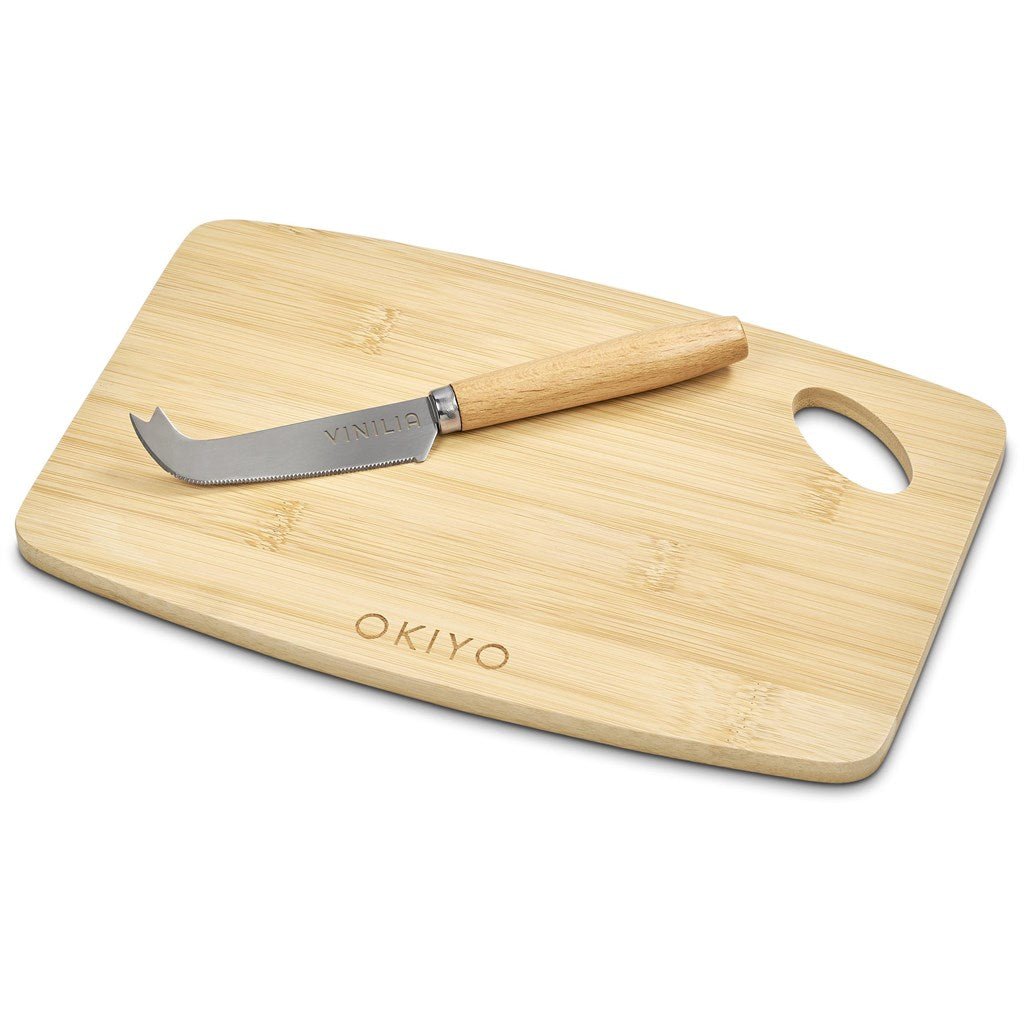 Okiyo Edamu Bamboo Cheese Board Set for Stylish Serving - Brand your company Logo! Get a quote - Promo Lingo