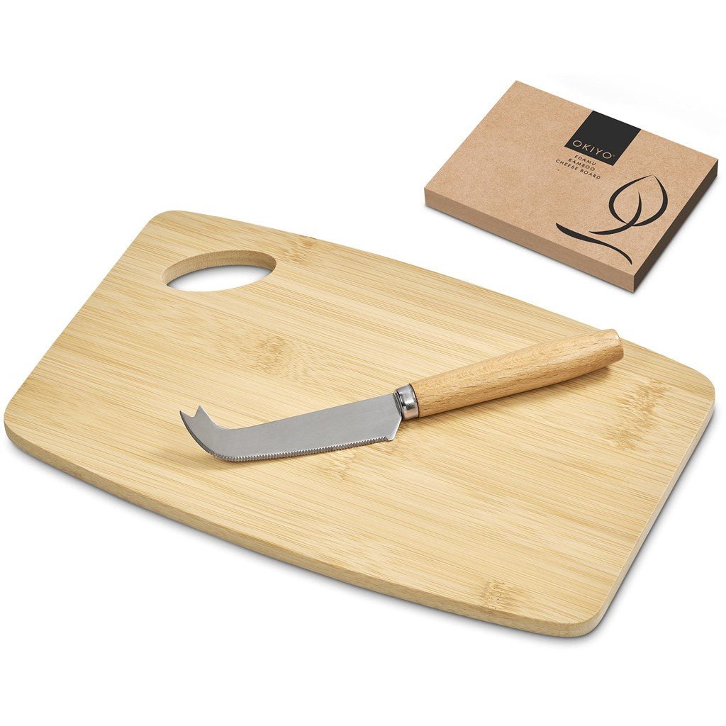Okiyo Edamu Bamboo Cheese Board Set for Stylish Serving - Brand your company Logo! Get a quote - Promo Lingo