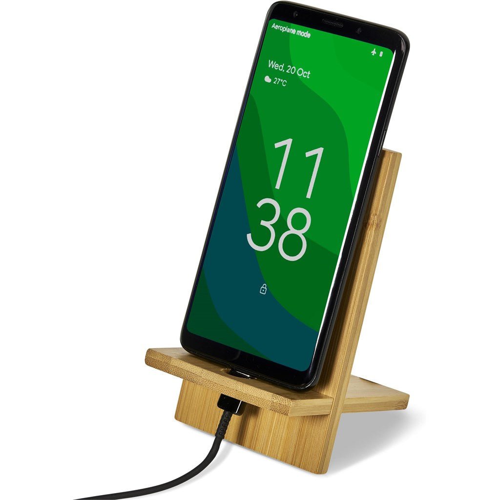 Okiyo Ekslens Bamboo Phone Stand - Brand your company Logo! Get a quote - Promo Lingo