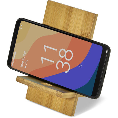 Okiyo Ekslens Bamboo Phone Stand - Brand your company Logo! Get a quote - Promo Lingo