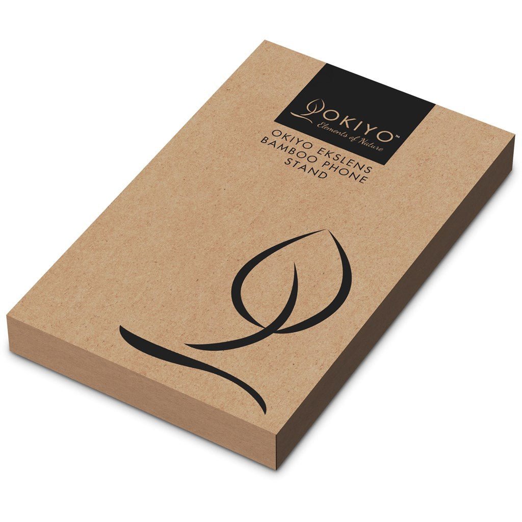 Okiyo Ekslens Bamboo Phone Stand - Brand your company Logo! Get a quote - Promo Lingo