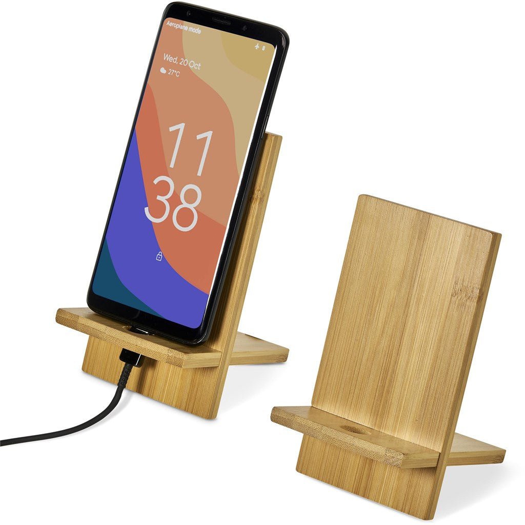 Okiyo Ekslens Bamboo Phone Stand - Brand your company Logo! Get a quote - Promo Lingo