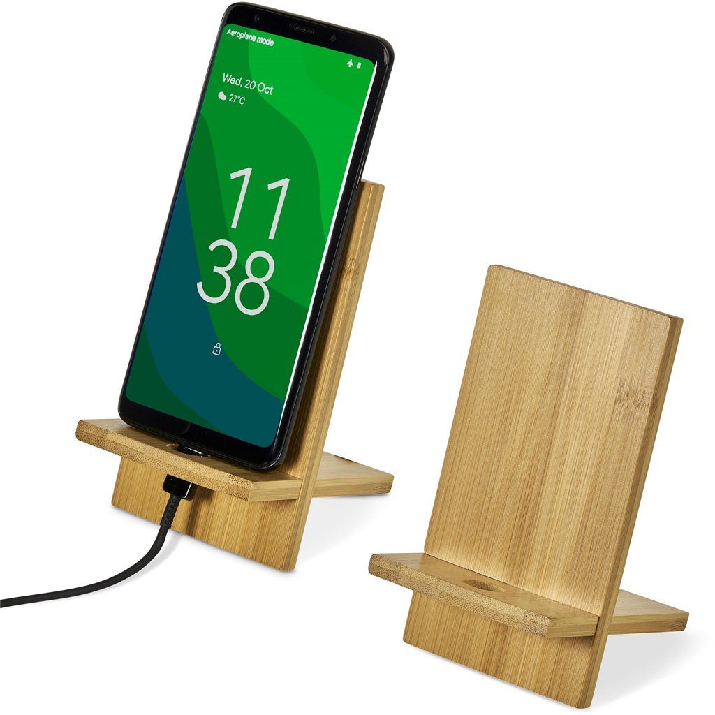 Okiyo Ekslens Bamboo Phone Stand - Brand your company Logo! Get a quote - Promo Lingo