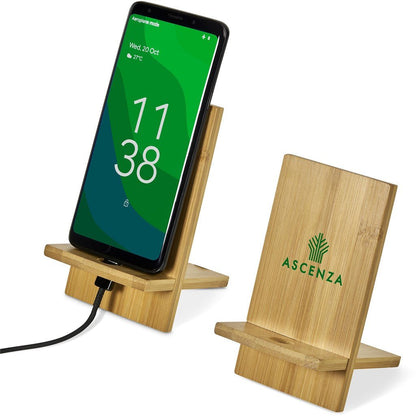 Okiyo Ekslens Bamboo Phone Stand - Brand your company Logo! Get a quote - Promo Lingo