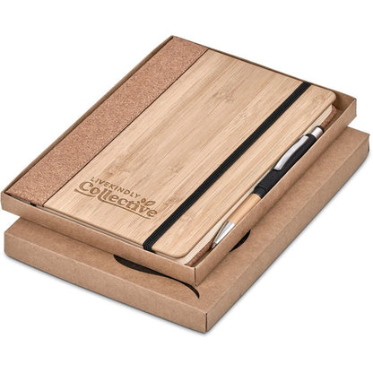 Okiyo Eri Bamboo & Cork Notebook & Pen Set A5 Notebooks - Get the best branded items from - Promo Lingo