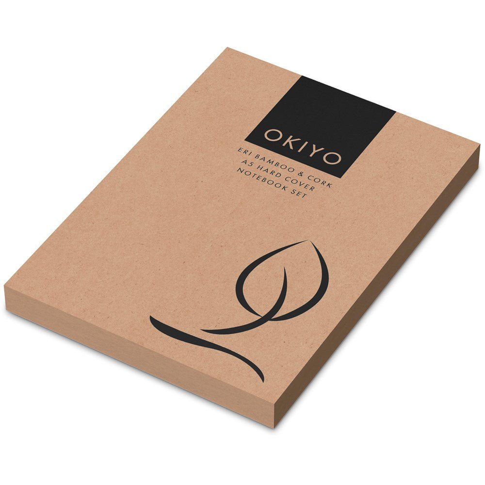 Okiyo Eri Bamboo & Cork Notebook & Pen Set - Brand your company Logo! Get a quote - Promo Lingo