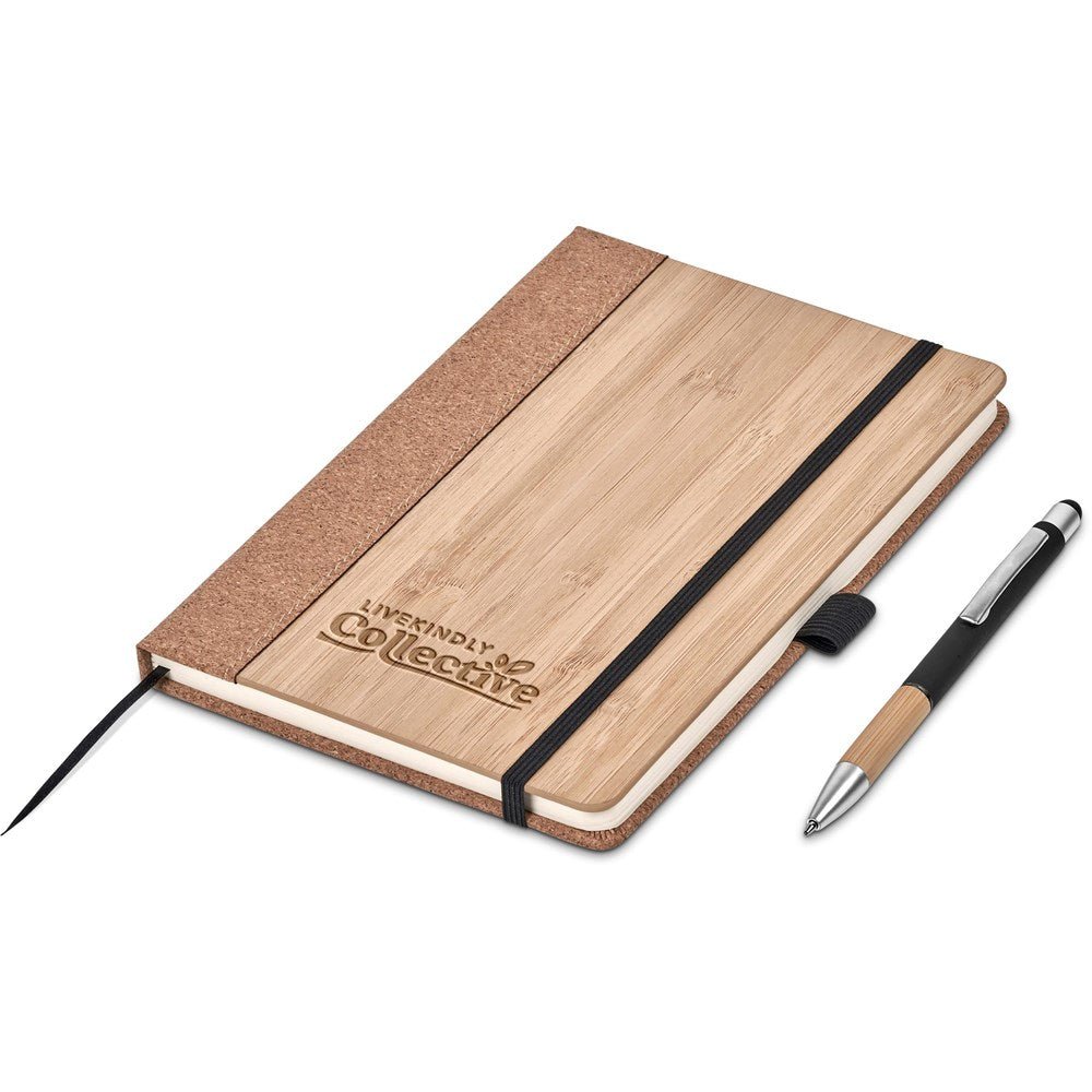 Okiyo Eri Bamboo & Cork Notebook & Pen Set A5 Notebooks - Get the best branded items from - Promo Lingo