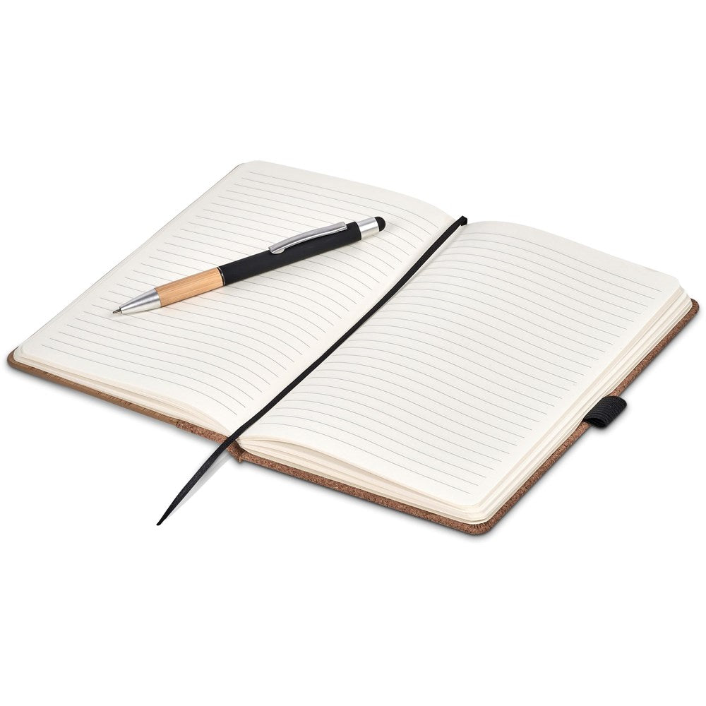 Okiyo Eri Bamboo & Cork Notebook & Pen Set A5 Notebooks - Get the best branded items from - Promo Lingo