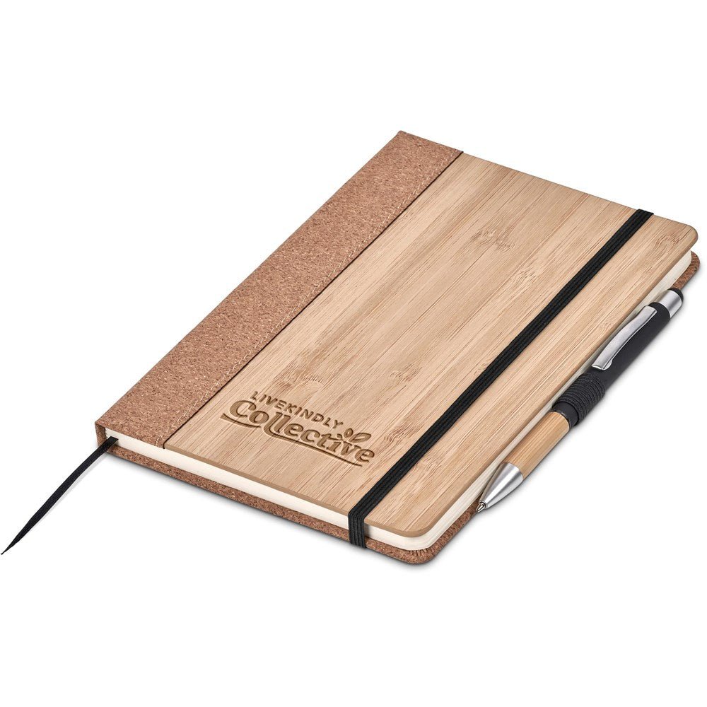 Okiyo Eri Bamboo & Cork Notebook & Pen Set - Brand your company Logo! Get a quote - Promo Lingo