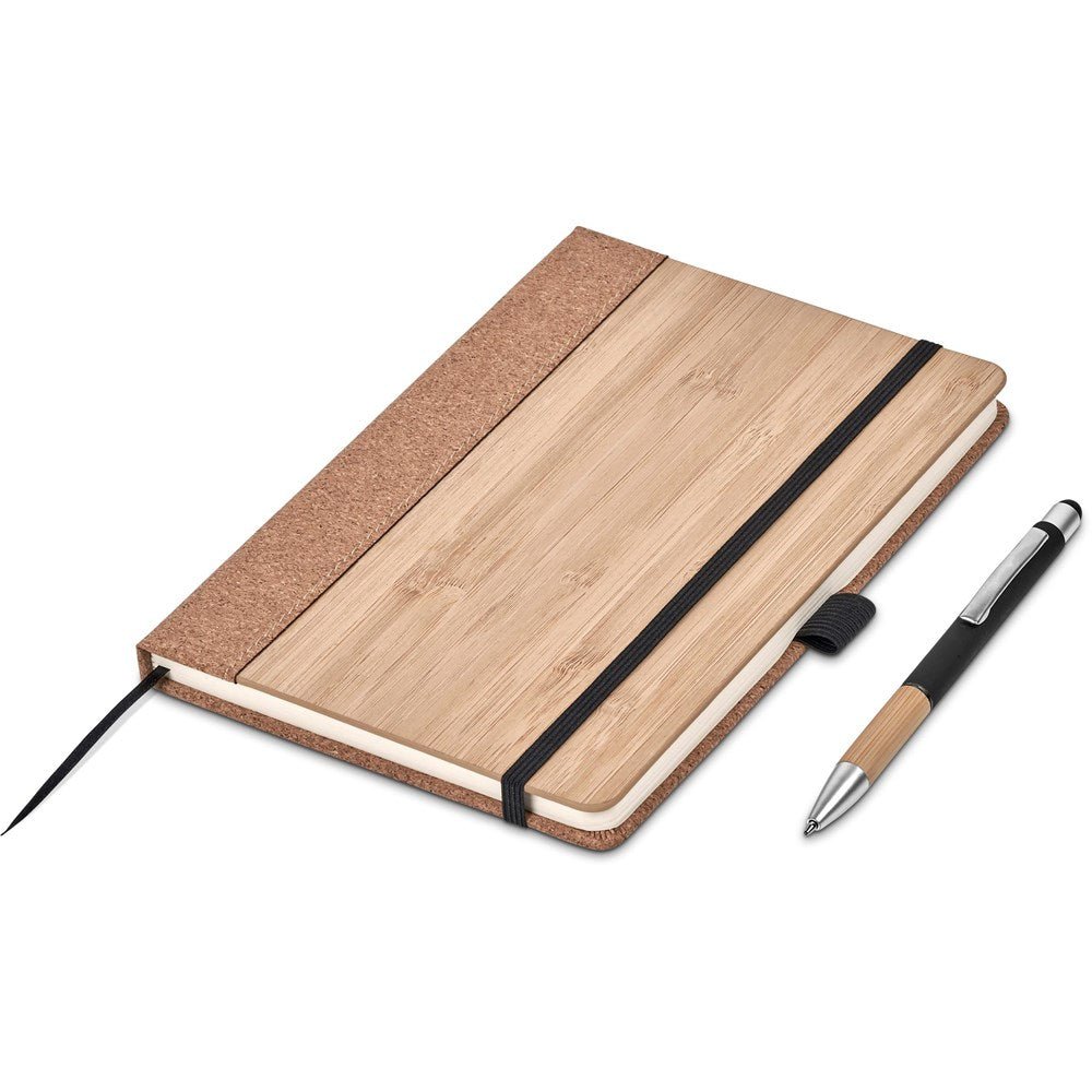 Okiyo Eri Bamboo & Cork Notebook & Pen Set A5 Notebooks - Get the best branded items from - Promo Lingo