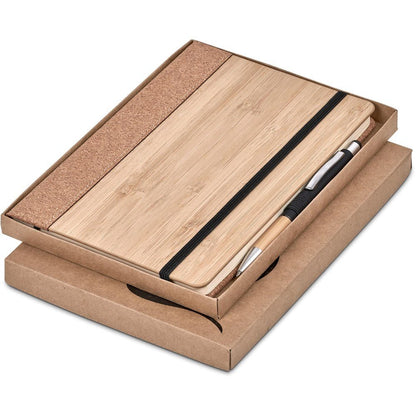 Okiyo Eri Bamboo & Cork Notebook & Pen Set - Brand your company Logo! Get a quote - Promo Lingo