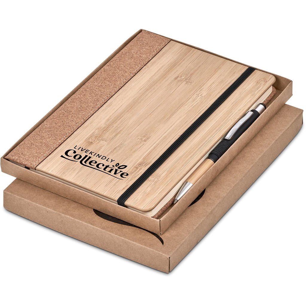 Okiyo Eri Bamboo & Cork Notebook & Pen Set - Brand your company Logo! Get a quote - Promo Lingo