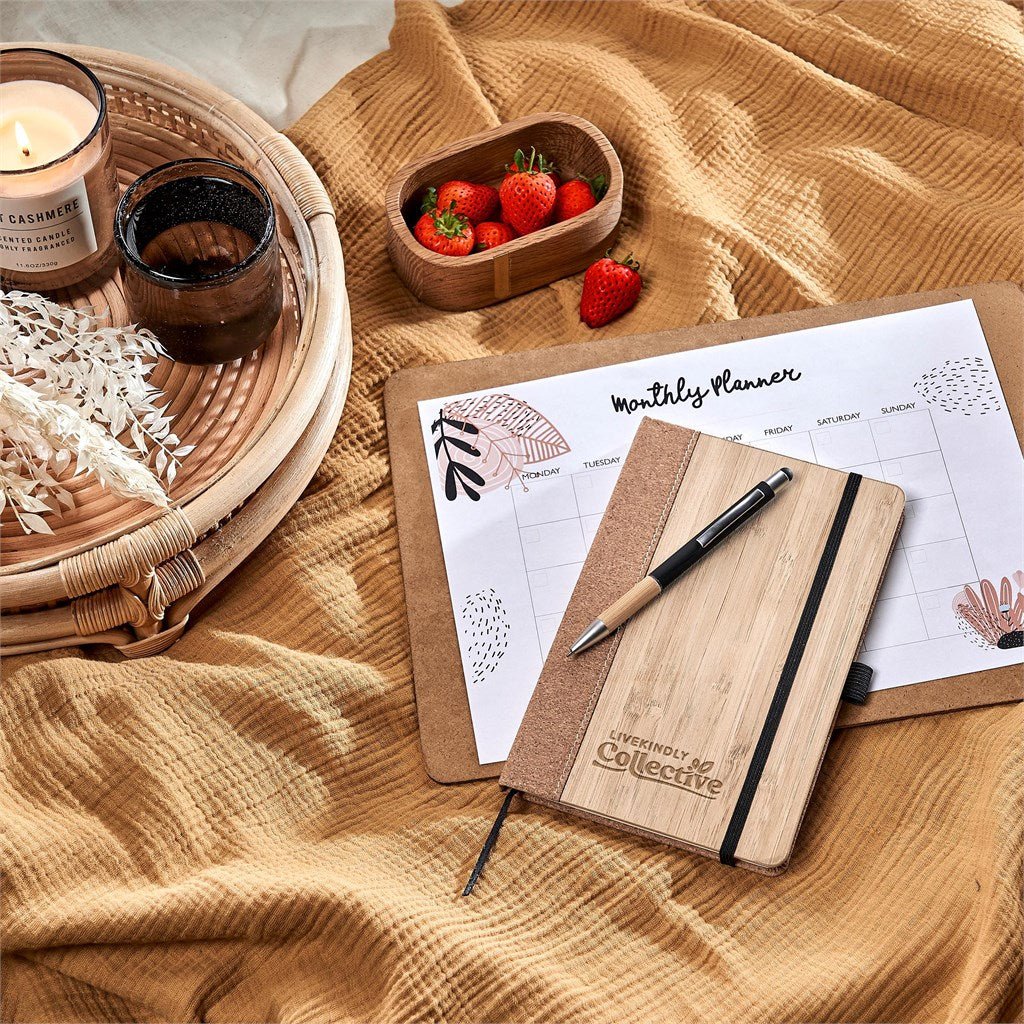 Okiyo Eri Bamboo & Cork Notebook & Pen Set A5 Notebooks - Get the best branded items from - Promo Lingo