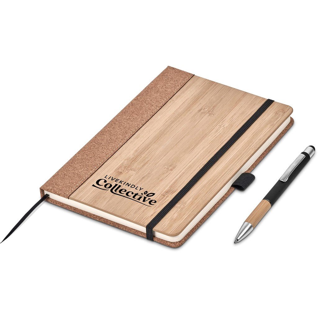 Okiyo Eri Bamboo & Cork Notebook & Pen Set - Brand your company Logo! Get a quote - Promo Lingo