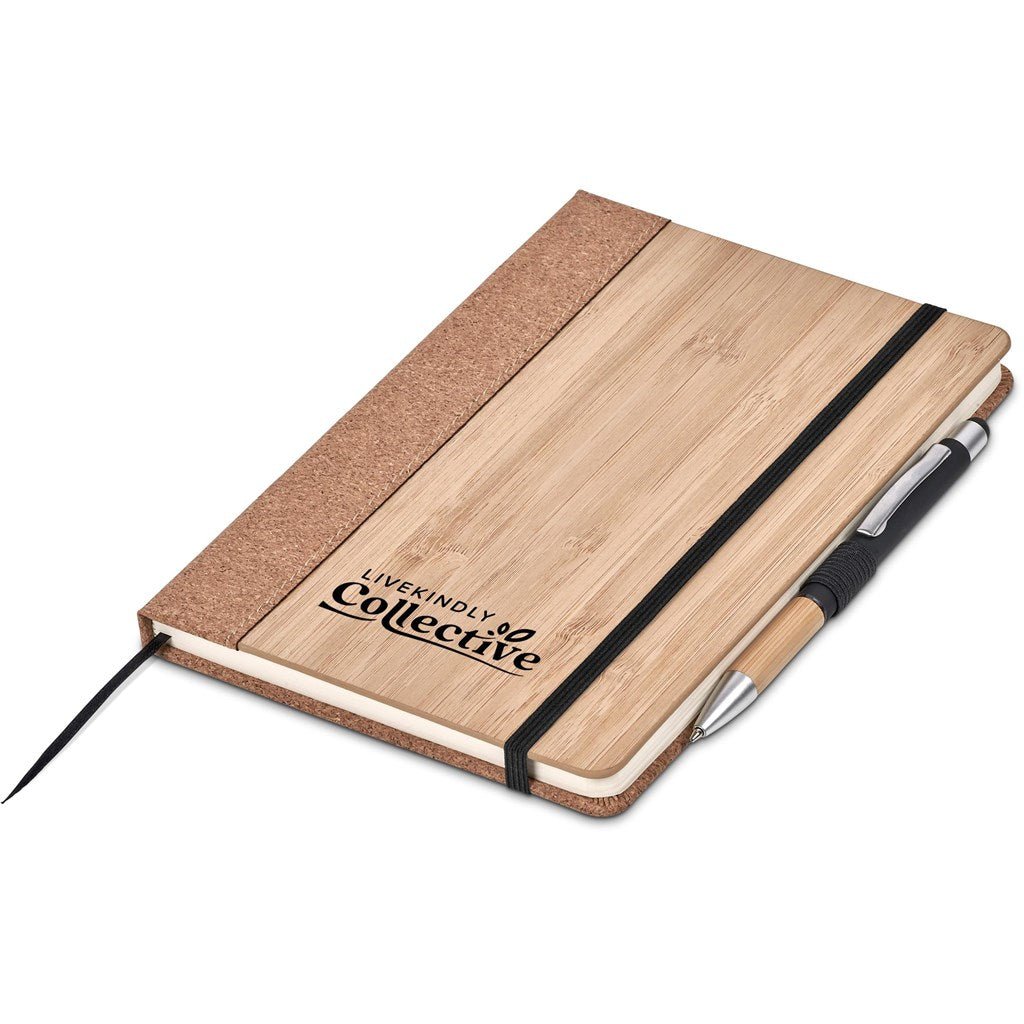 Okiyo Eri Bamboo & Cork Notebook & Pen Set A5 Notebooks - Get the best branded items from - Promo Lingo