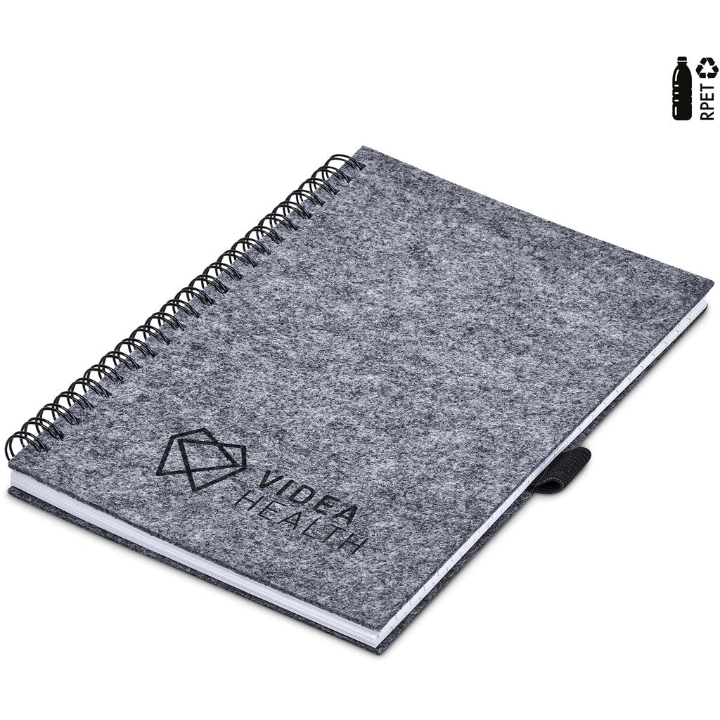 Okiyo Fuji Recycled PET Felt A5 Spiral Notebook - Brand your company Logo! Get a quote - Promo Lingo
