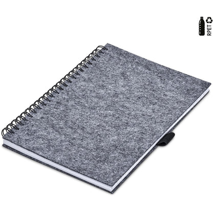 Okiyo Fuji Recycled PET Felt A5 Spiral Notebook - Brand your company Logo! Get a quote - Promo Lingo