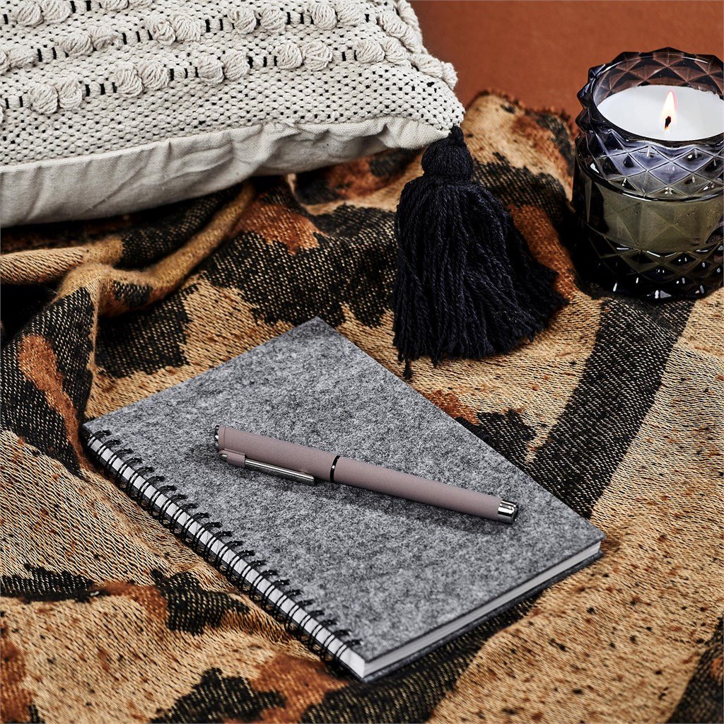 Okiyo Fuji Recycled PET Felt A5 Spiral Notebook - Brand your company Logo! Get a quote - Promo Lingo