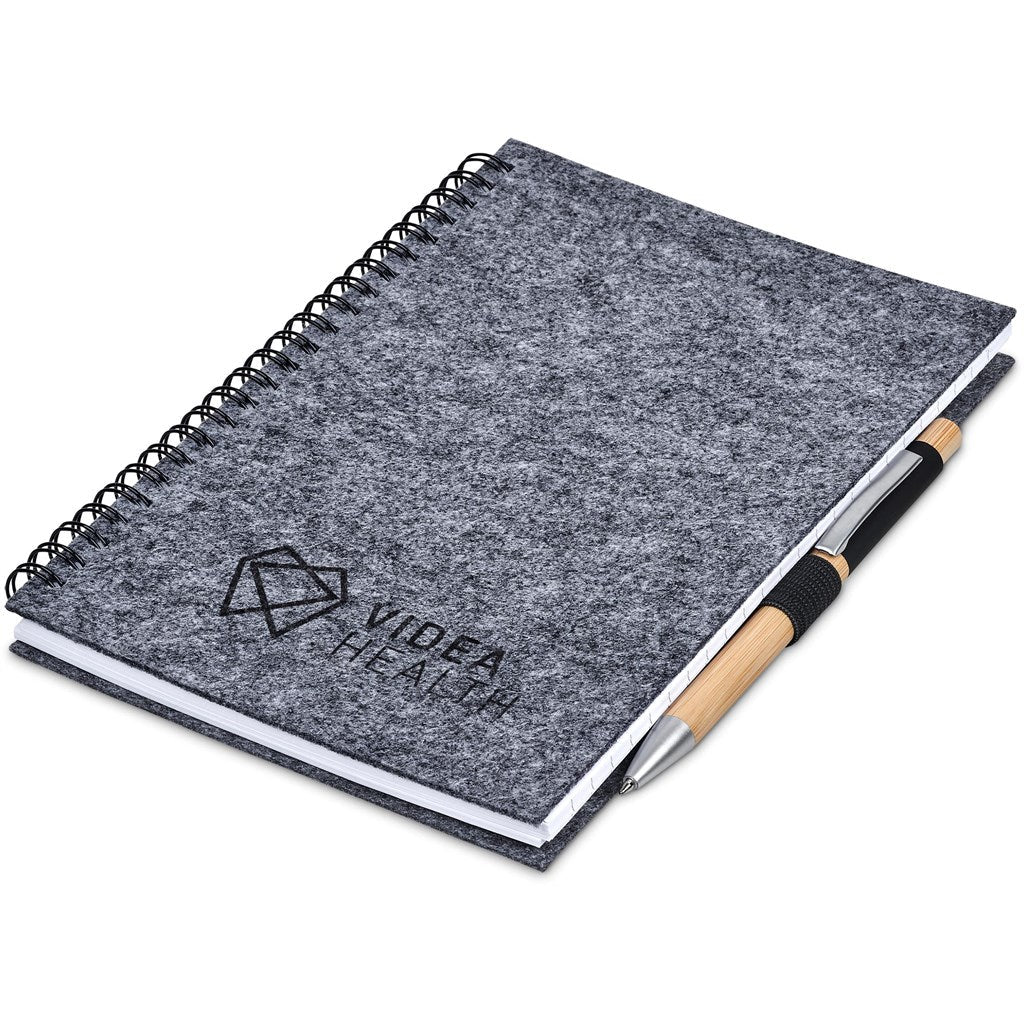 Okiyo Fuji Recycled PET Felt A5 Spiral Notebook - Brand your company Logo! Get a quote - Promo Lingo