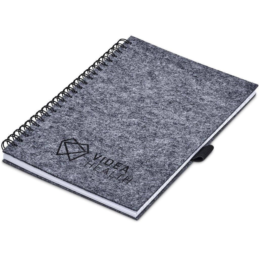 Okiyo Fuji Recycled PET Felt A5 Spiral Notebook - Brand your company Logo! Get a quote - Promo Lingo