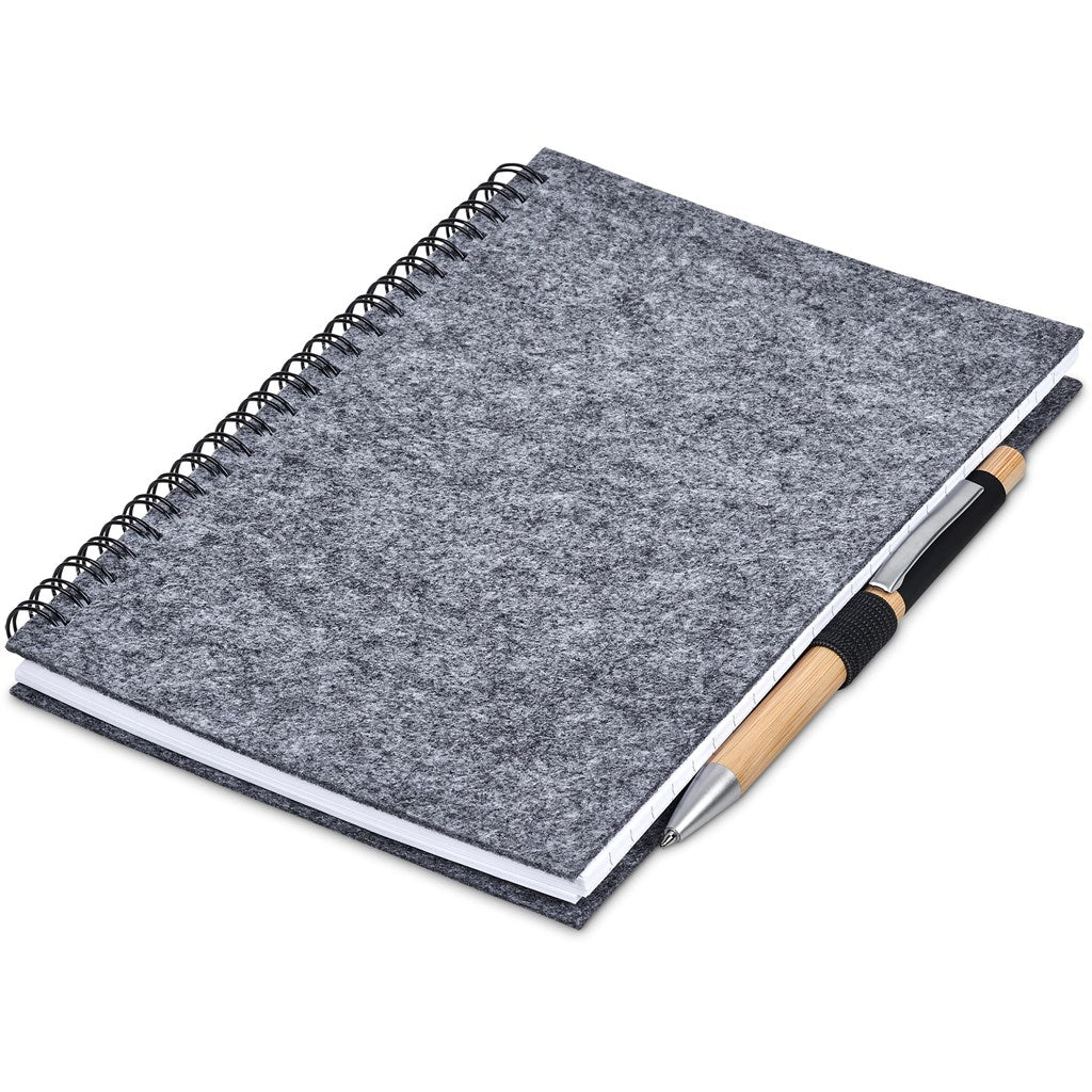 Okiyo Fuji Recycled PET Felt A5 Spiral Notebook - Brand your company Logo! Get a quote - Promo Lingo