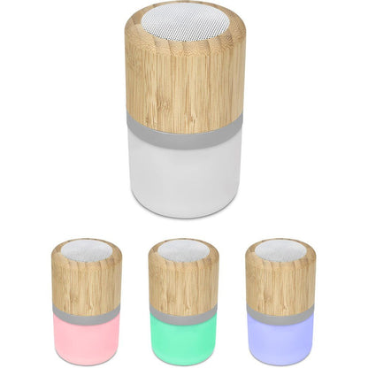 Okiyo Heiwa Bamboo Bluetooth Speaker & Night Light - Brand your company Logo! Get a quote - Promo Lingo