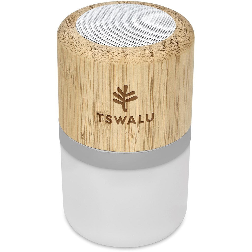 Okiyo Heiwa Bamboo Bluetooth Speaker & Night Light - Brand your company Logo! Get a quote - Promo Lingo