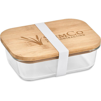Okiyo Moshi Glass & Bamboo Lunch Box with Secure Seal - Brand your company Logo! Get a quote - Promo Lingo