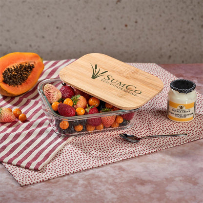 Okiyo Moshi Glass & Bamboo Lunch Box with Secure Seal - Brand your company Logo! Get a quote - Promo Lingo
