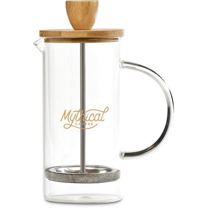 Okiyo Osu Glass & Bamboo Coffee Plunger - 350ml Brew - Brand your company Logo! Get a quote - Promo Lingo
