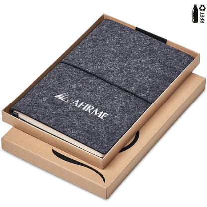 Okiyo Rika Recycled PET Felt A5 Soft Cover Notebook - Brand your company Logo! Get a quote - Promo Lingo