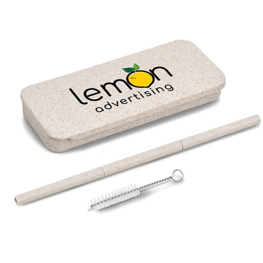 Okiyo Saiko Wheat Straw Straw Set with Cleaner Included - Brand your company Logo! Get a quote - Promo Lingo
