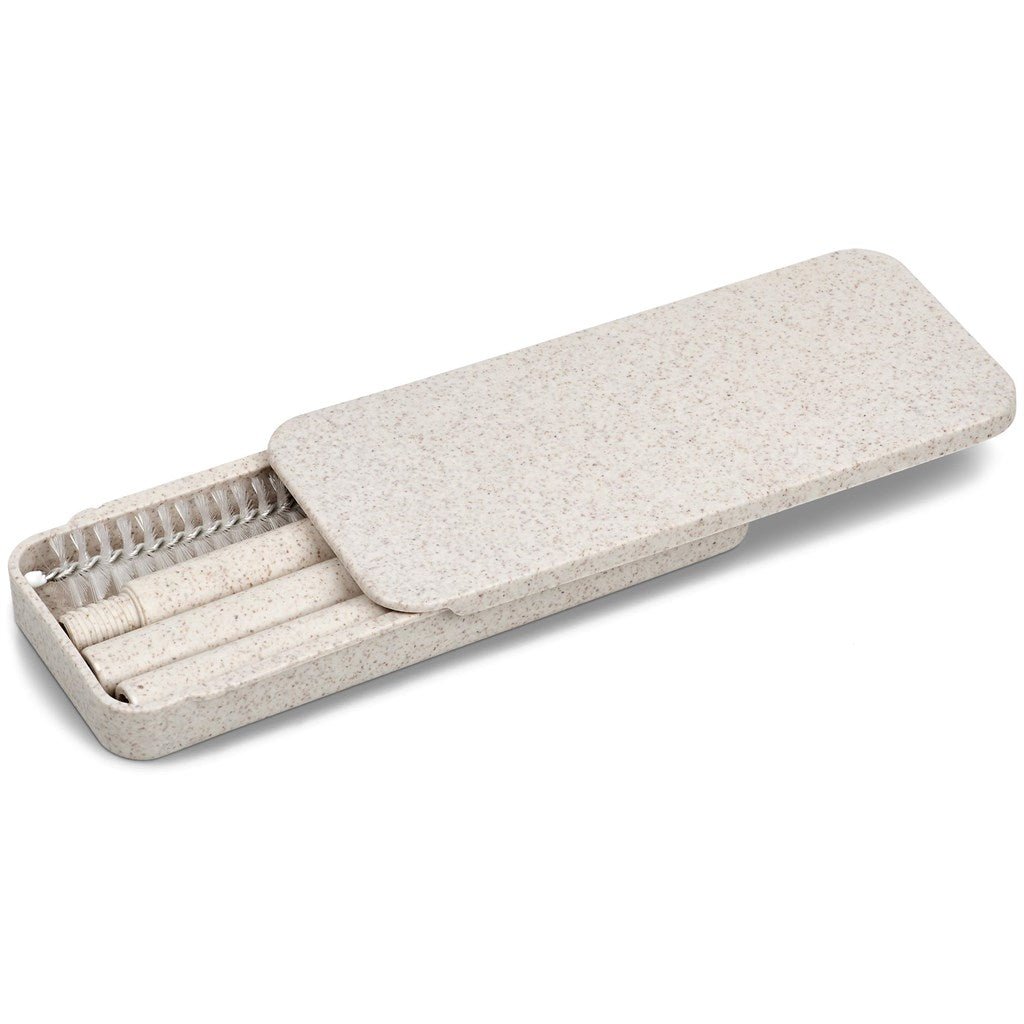 Okiyo Saiko Wheat Straw Straw Set with Cleaner Included - Brand your company Logo! Get a quote - Promo Lingo